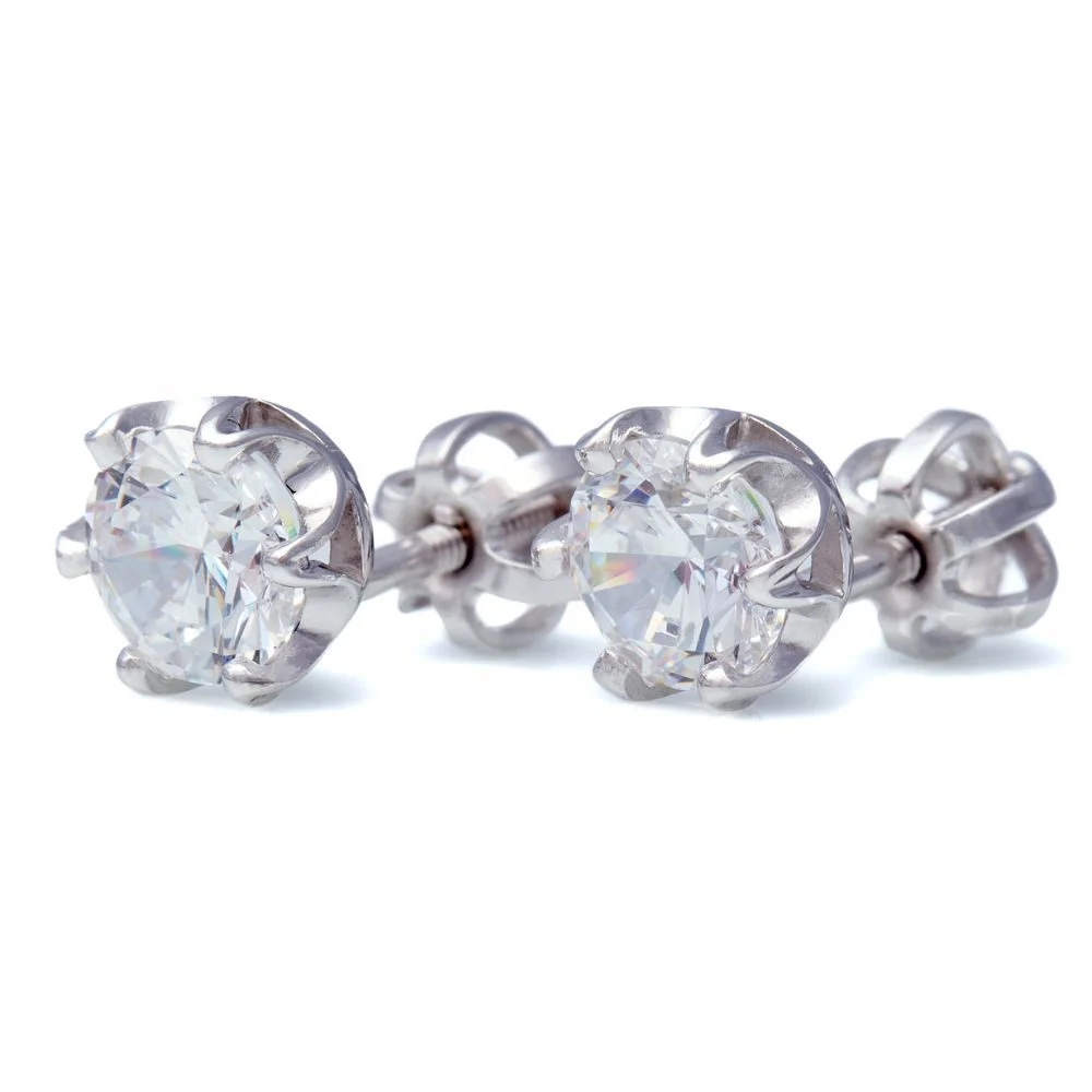 Naušnice šaton bílé zirkon z100078