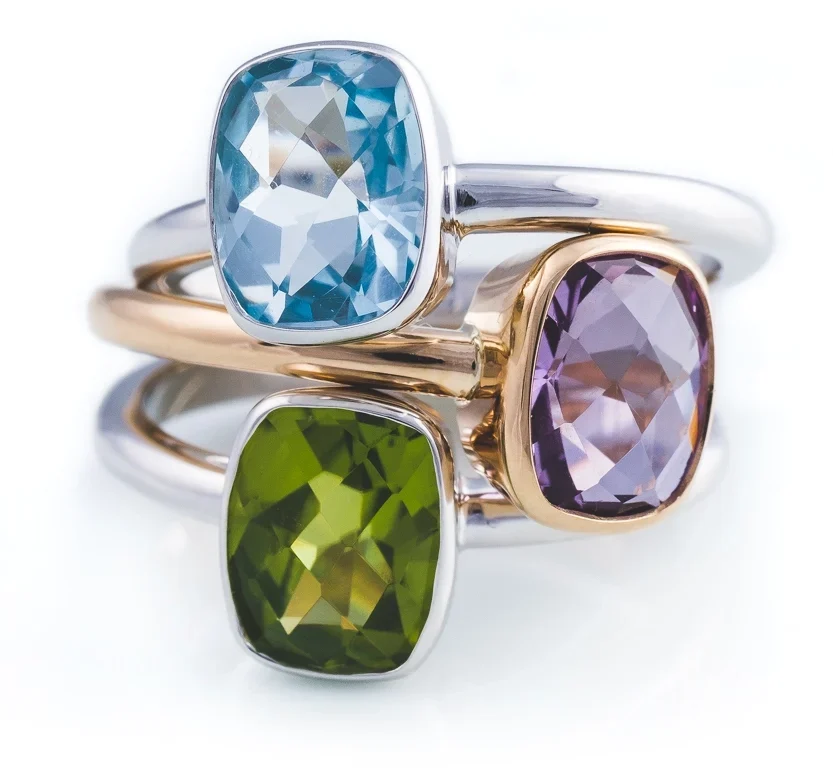 Trojprsten s přírodními kameny